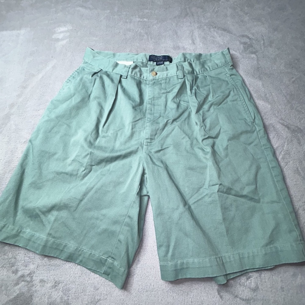 Vintage Ralph Lauren POLO  TYLER SHORT Two-pleat Chino Shorts 36 GREEN